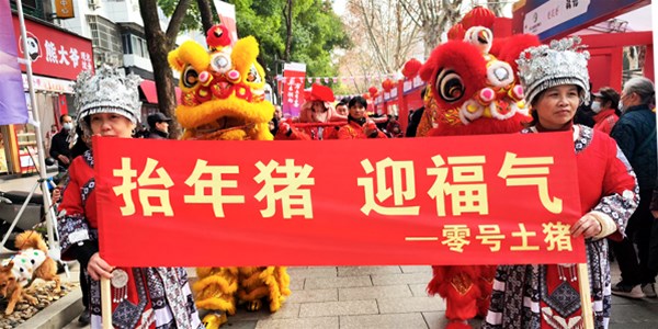 零号土猪IP联动“抬年猪 迎福气“点燃江城年味